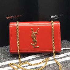 Řetízková kabelka z lakované kůže YSL 22 cm červená