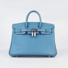 Hermes Birkin 25cm kabelka 6068 modrá stříbrná
