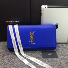 Kabelka YSL Saint Lauren 27cm z hladké kůže modrá