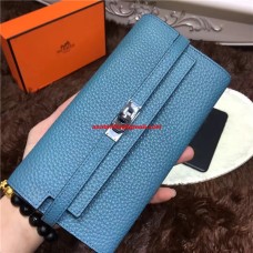 Hermes Kelly peněženka Togo kůže modrá