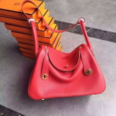 Hermes Lindy 30cm kabelka červená zlatá