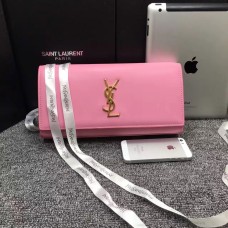 Kabelka YSL Saint Lauren 27 cm z hladké kůže, růžová