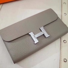 Hermes Constance Peněženka Togo Kožená Šedá