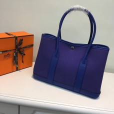 Hermes Garden Party 36cm plátěná kabelka elektricky modrá