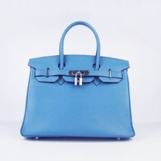 Hermes Birkin 30cm Togo kožené kabelky modro-stříbrné