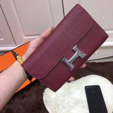 Hermes Constance Peněženka Togo Kožená Burgundská