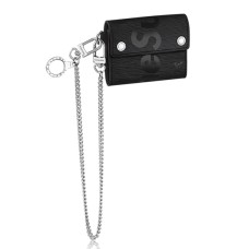 Kompaktní peněženka Louis Vuitton x Supreme Chain M67711 z epi kůže, černá