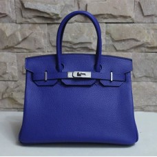 Hermes Birkin 30cm Togo kožená kabelka elektricky modrá stříbrná