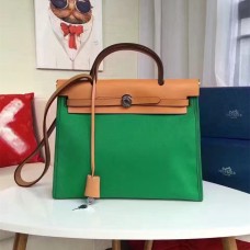 Plátěná taška Hermes Herbag 31cm zelená