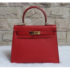 Hermes Kelly 28cm Epsom kožená kabelka červená zlatá