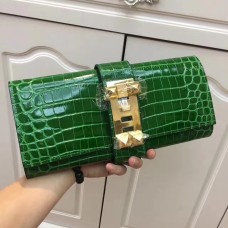 Hermes Medor Clutch 29cm krokodílí zelená