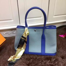 Hermes Garden Party 36cm kožená kabelka šedomodrá elektricky modrá