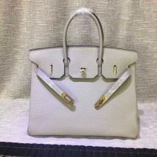 Hermes Birkin 35cm Togo kožená kabelka světle šedá zlatá