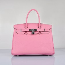 Hermes Birkin 30cm Togo kožené kabelky třešňově růžová stříbrná