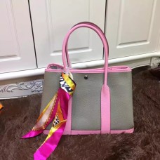 Hermes Garden Party 36cm kožená kabelka šedá růžová