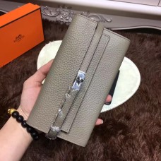 Hermes Kelly peněženka Togo kožená šedá