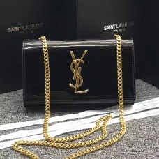 Řetízková kabelka z lakované kůže YSL 22 cm černá
