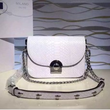 Prada Arcade kabelka z hadí kůže bílá