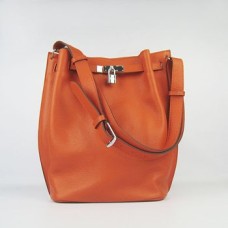 Hermes So Kelly 28cm Togo kožená taška přes rameno oranžová stříbrná