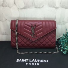 Kabelka YSL Chain Crossbody 22,5 cm vínová