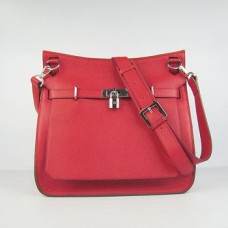 Hermes Jypsiere 28cm crossbody kabelka červená stříbrná