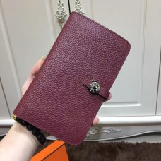 Hermes Dogon Peněženka Togo Kožená H001 Burgundská