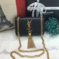 Kožená kabelka YSL s malým střapcem 17 cm černá