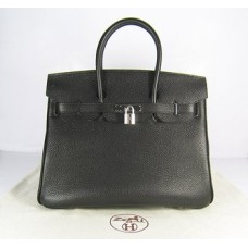Hermes Birkin 35cm Togo kožené kabelky černo-stříbrné
