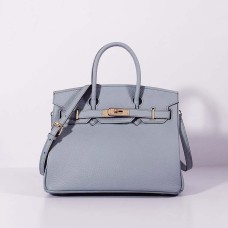 Hermes 30cm Birkin Bag Togo Leather s popruhem Blue Lin Gold