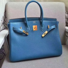 Hermes Birkin 35cm Togo kožené kabelky modro-zlaté