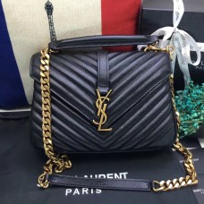 Kabelka přes rameno YSL s horním uchem 24 cm, černo-zlatá