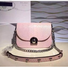 Prada Arcade kabelka z hadí kůže světle růžová