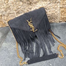 Kožená kabelka YSL Semiš Tassel 22 cm šedá