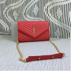 YSL kabelka s řetízkem, kaviárová kůže, červená 23 cm