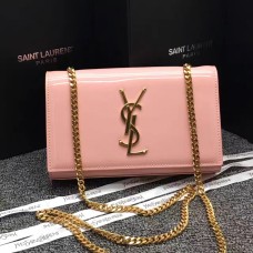 Řetízková kabelka z lakované kůže YSL 22 cm růžová