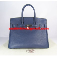 Hermes Birkin 35cm Togo kožené kabelky tmavě modré a stříbrné