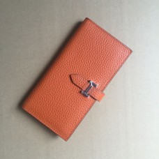 Peněženka Hermes z telecí kůže H005 v oranžové barvě