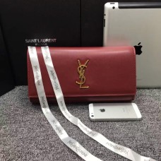 Kabelka YSL Saint Lauren 27cm z hladké kůže, vínová