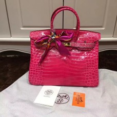 Hermes Birkin 35cm kabelka z krokodýlí kůže růžové zlato