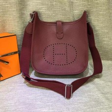 Hermes Evelyne III Togo kožená crossbody taška vínová