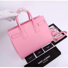 Růžové kabelky z hovězí kůže YSL Downtown Tote