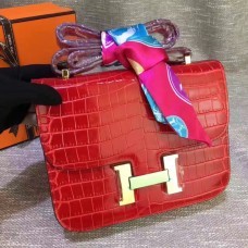 Hermes Constance 23cm Crocody kůže červená