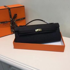 Hermes Kelly Cut 31cm Epsom kožená psaníčka černá