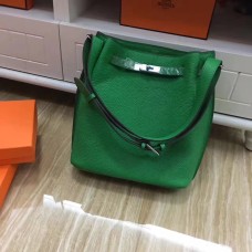Hermes So Kelly 28cm Togo kožená taška přes rameno zelená stříbrná