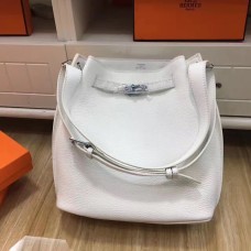 Hermes So Kelly 28cm Togo kožená taška přes rameno bílá stříbrná