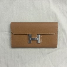 Kožená peněženka Hermes Epsom v velbloudí stříbrné barvě