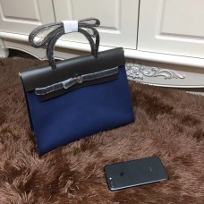 Plátěná taška Hermes Herbag 31cm tmavě modrá