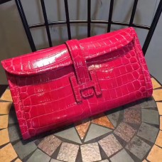 Hermes Jige Clutch 29cm Crocodile Hot Pink