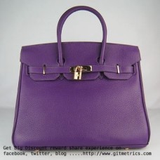 Hermes Birkin 35cm Togo kožené kabelky fialová zlatá