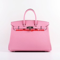 Hermes Birkin 35cm Togo kožené kabelky třešňově růžové stříbrné